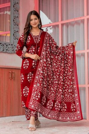 Kurta Set with Palazzo Pants & Dupatta